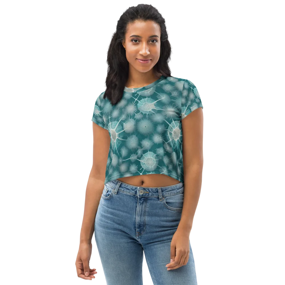 Aqua Radiolaria on Crop Tee — Front