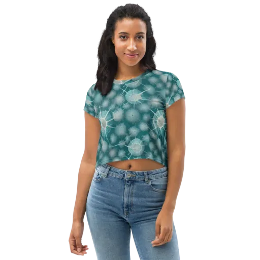 Aqua Radiolaria on a Crop Tee