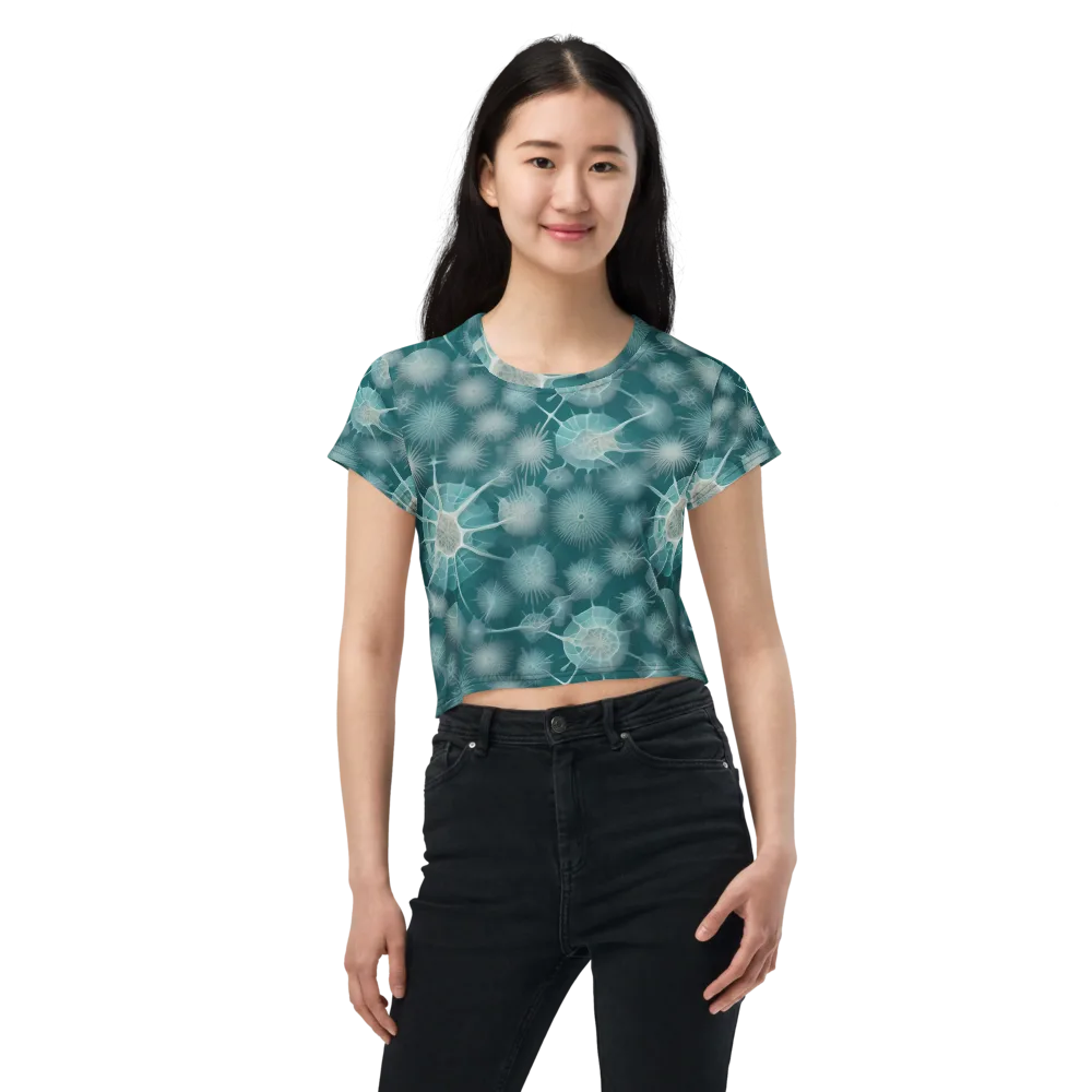 Aqua Radiolaria on Crop Tee — Front