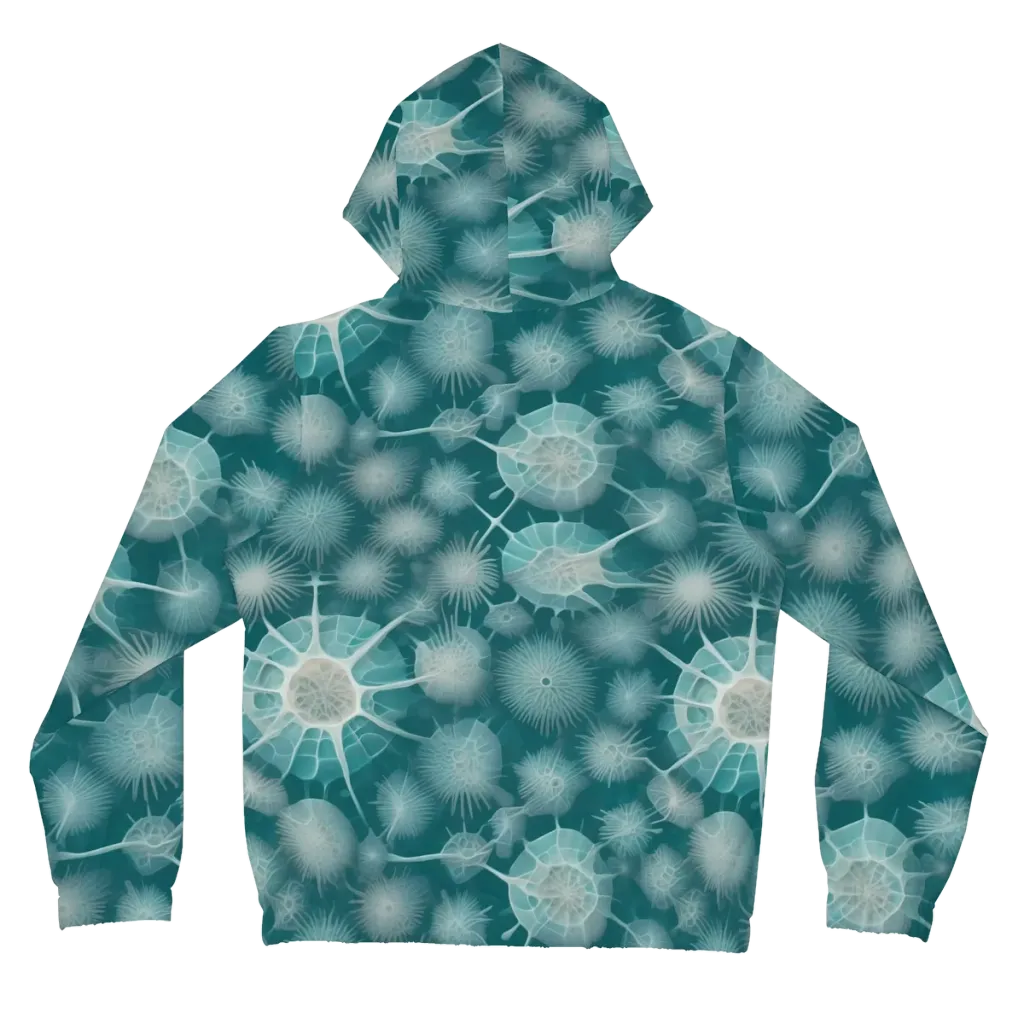 Aqua Radiolaria on Women's Full-Zip Hoodie — Back