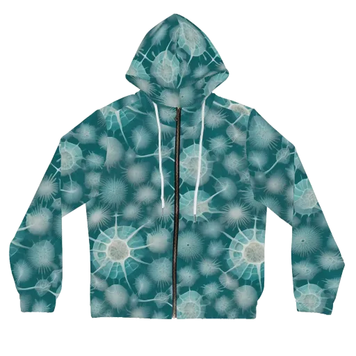 Aqua Radiolaria on a Women's Full-Zip Hoodie