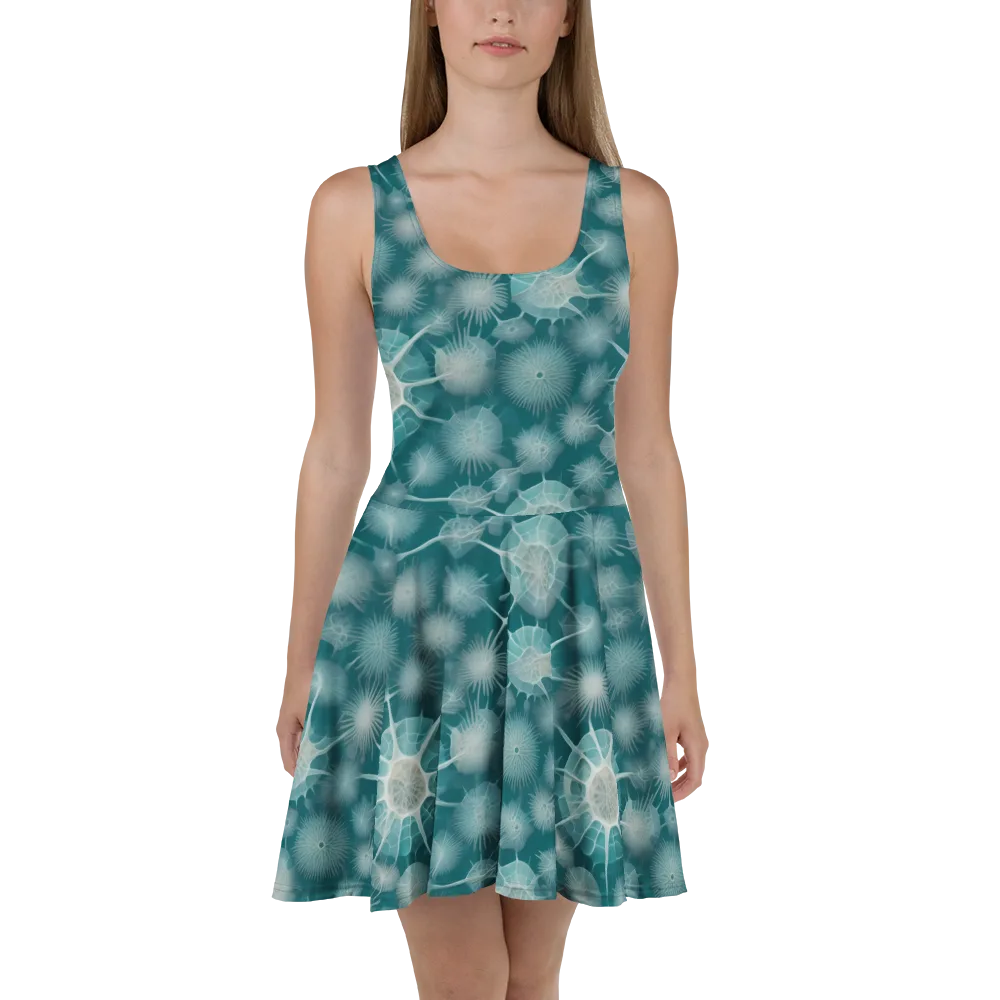 Aqua Radiolaria on Skater Dress — Front