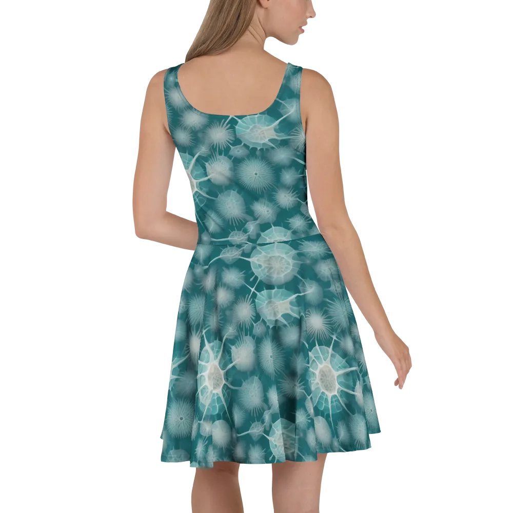 Aqua Radiolaria on Skater Dress — Back