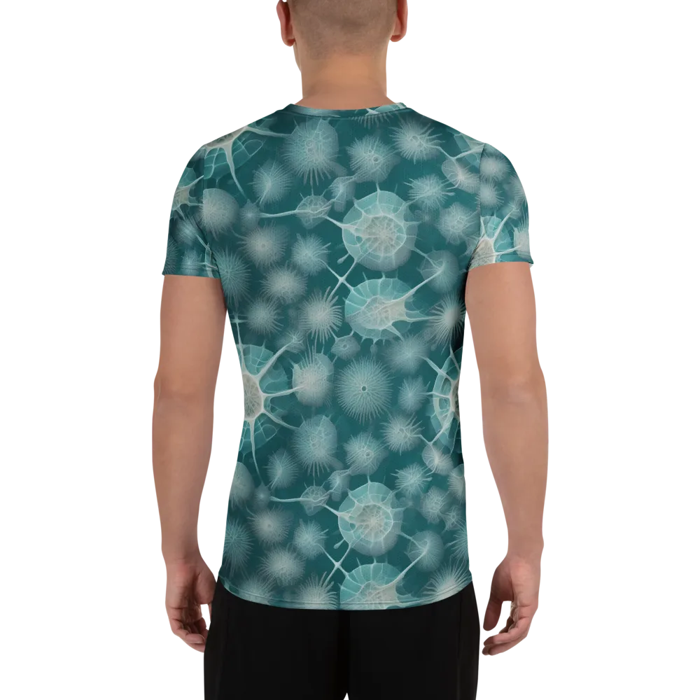 Aqua Radiolaria on Men's Athletic T-Shirt — Back