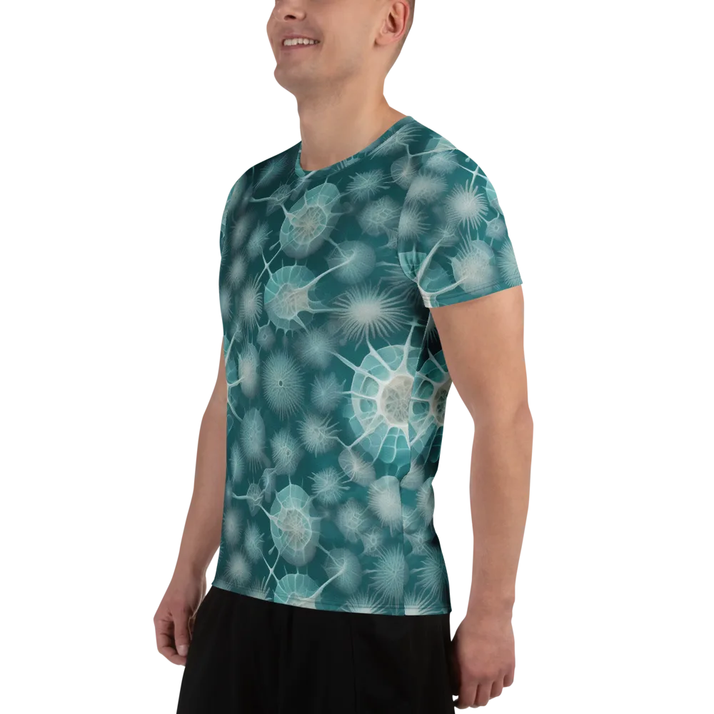 Aqua Radiolaria on Men's Athletic T-Shirt — Left