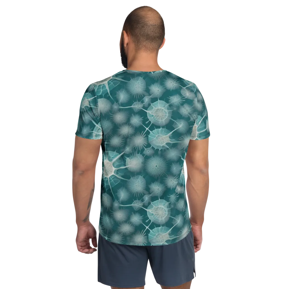 Aqua Radiolaria on Men's Athletic T-Shirt — Back