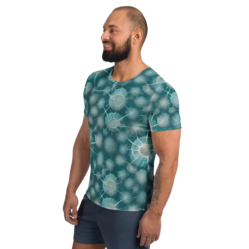 Aqua Radiolaria on Men's Athletic T-Shirt — Left