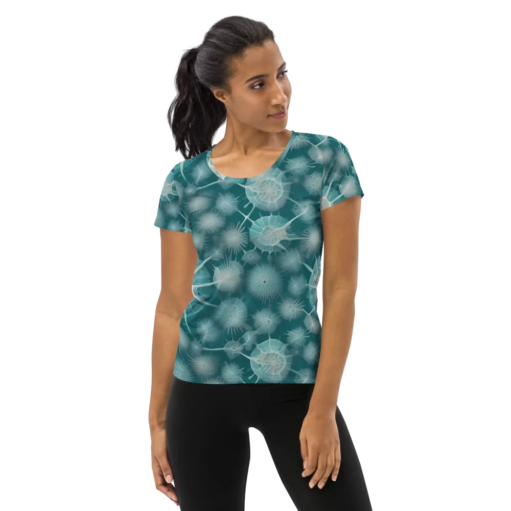 Aqua Radiolaria on Women's Athletic T-Shirt — Front