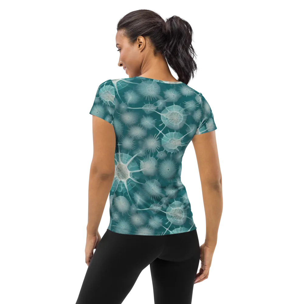 Aqua Radiolaria on Women's Athletic T-Shirt — Back