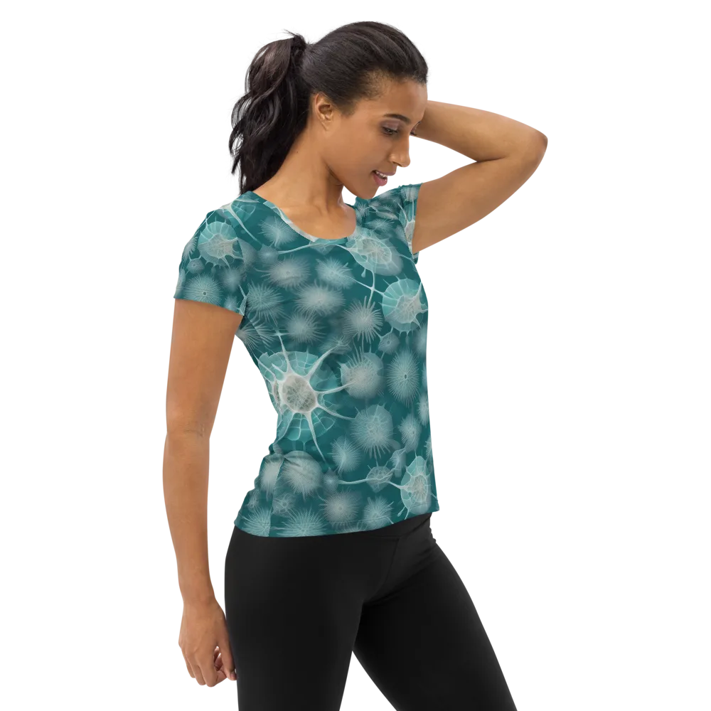 Aqua Radiolaria on Women's Athletic T-Shirt — Right