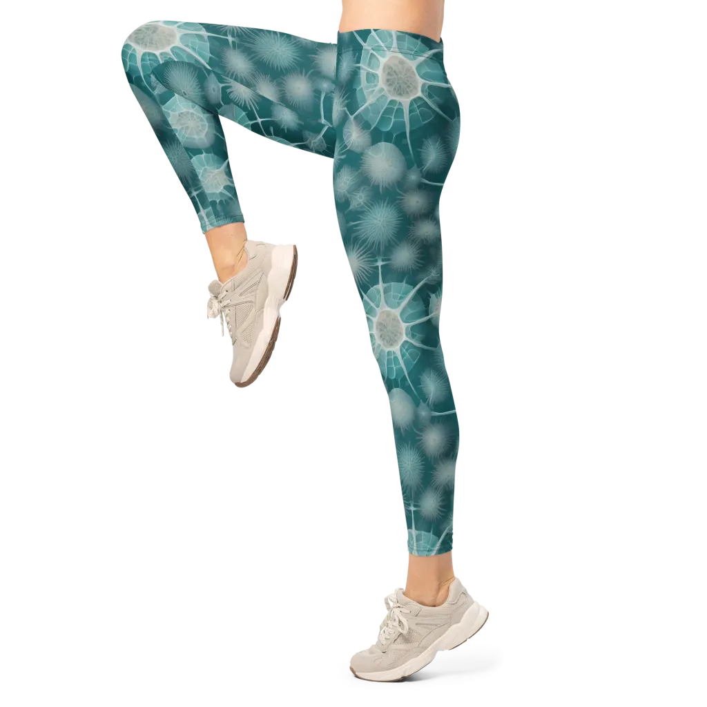 Aqua Radiolaria on Leggings — Left