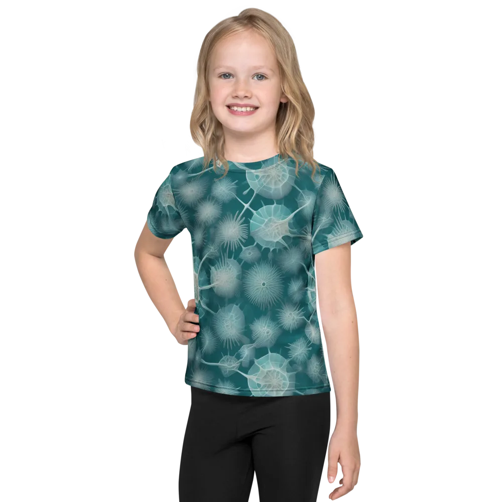 Aqua Radiolaria on Kids Crew Neck T-Shirt — Front