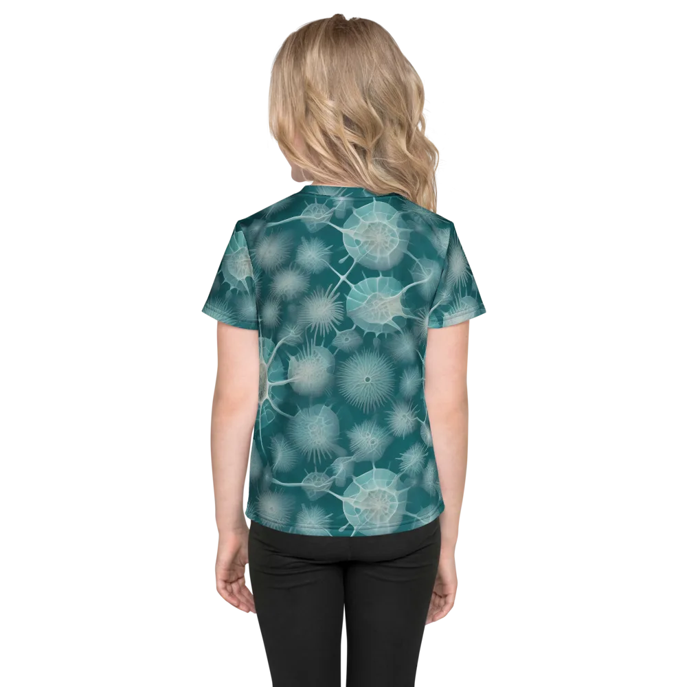 Aqua Radiolaria on Kids Crew Neck T-Shirt — Back