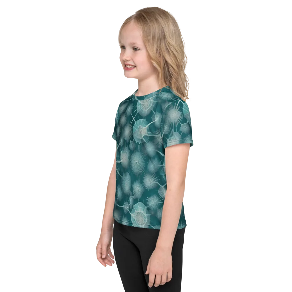 Aqua Radiolaria on Kids Crew Neck T-Shirt — Left
