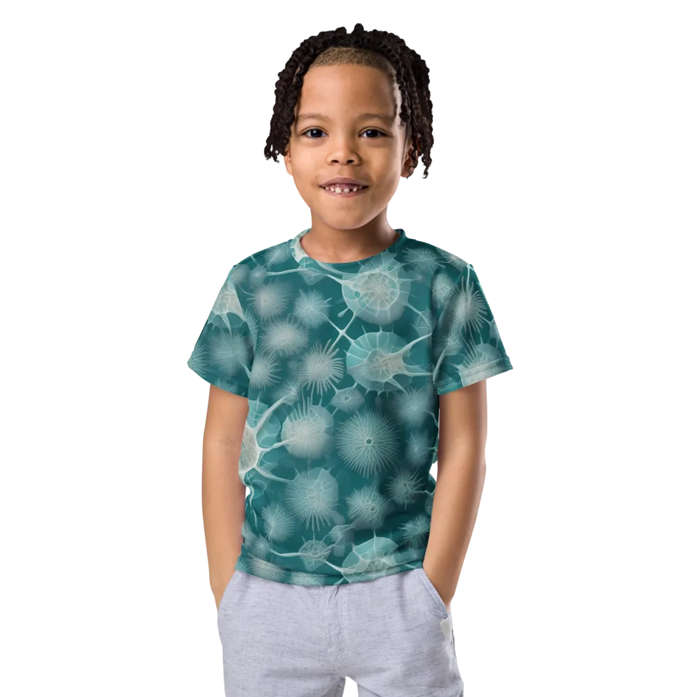 Aqua Radiolaria on Kids Crew Neck T-Shirt — Front