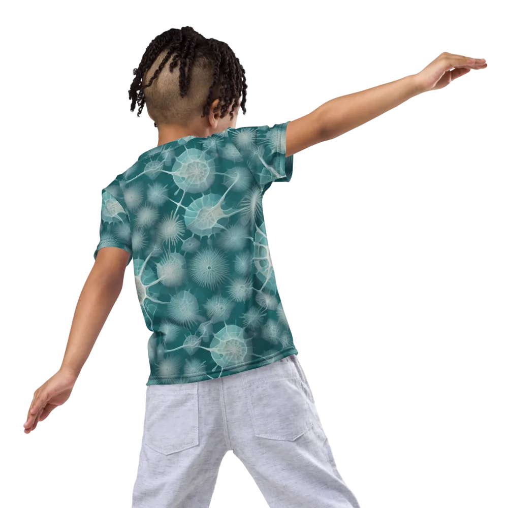 Aqua Radiolaria on Kids Crew Neck T-Shirt — Back