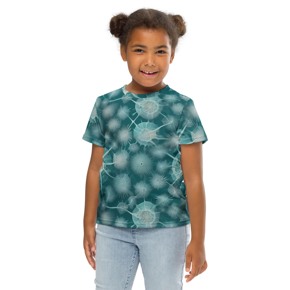 Aqua Radiolaria on Kids Crew Neck T-Shirt — Front