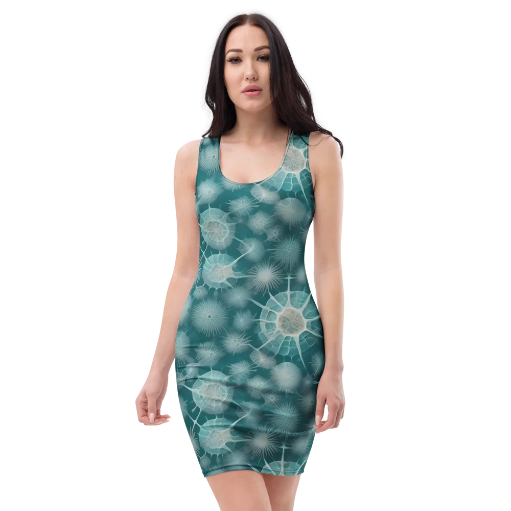 Aqua Radiolaria on Bodycon Dress — Front