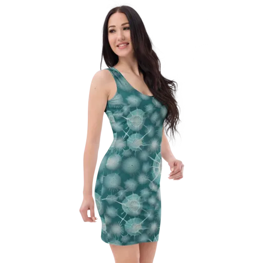 Aqua Radiolaria on a Bodycon Dress