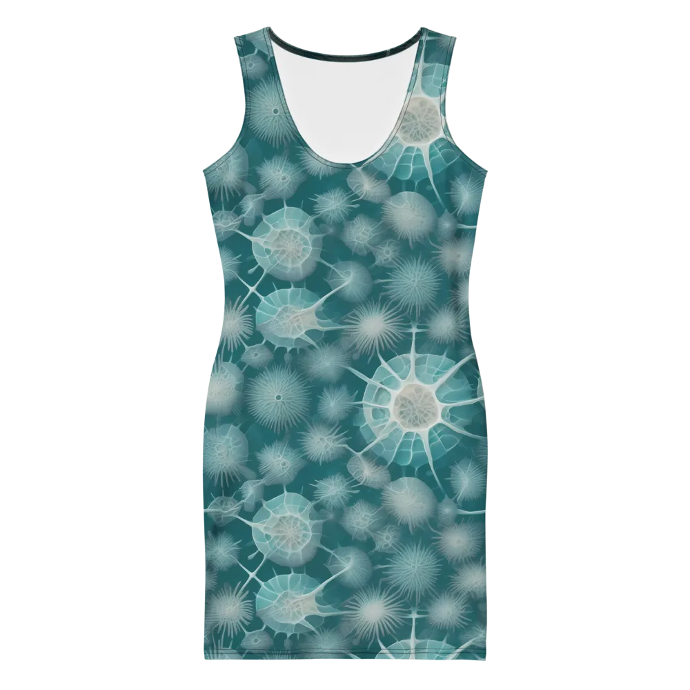 Aqua Radiolaria on Bodycon Dress — Front