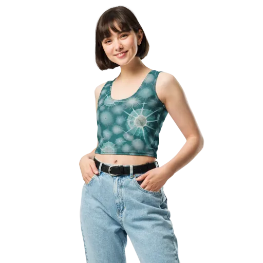 Aqua Radiolaria on a Crop Top