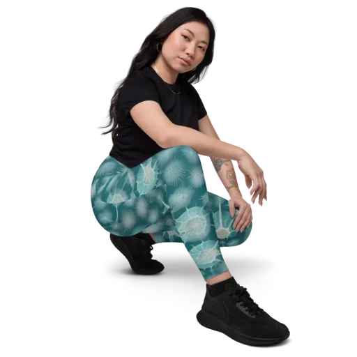 Aqua Radiolaria on a Leggings with Pockets