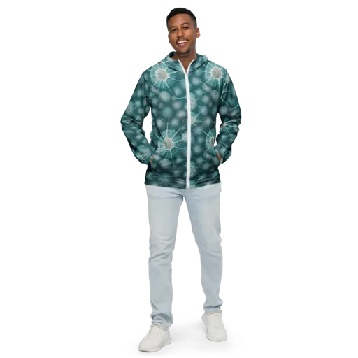 Aqua Radiolaria on a Men's Windbreaker