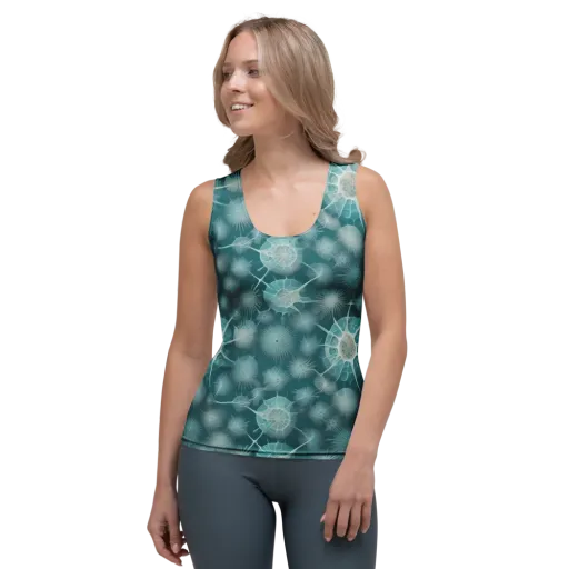 Aqua Radiolaria on a Women's Tank Top