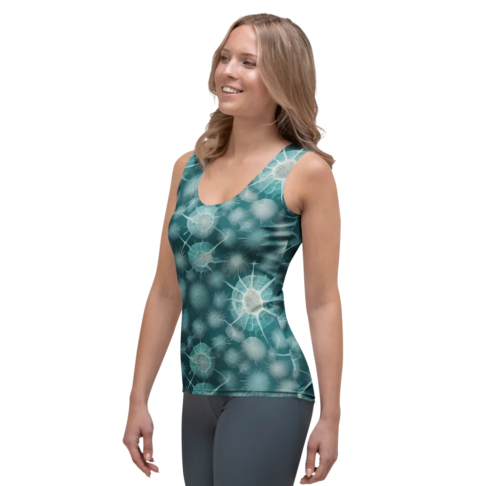 Aqua Radiolaria on Women's Tank Top — Left Front