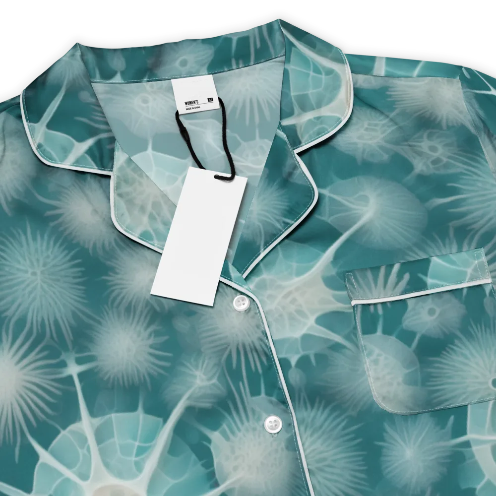 Aqua Radiolaria on Women's Short Sleeve Pajama Top — Product details