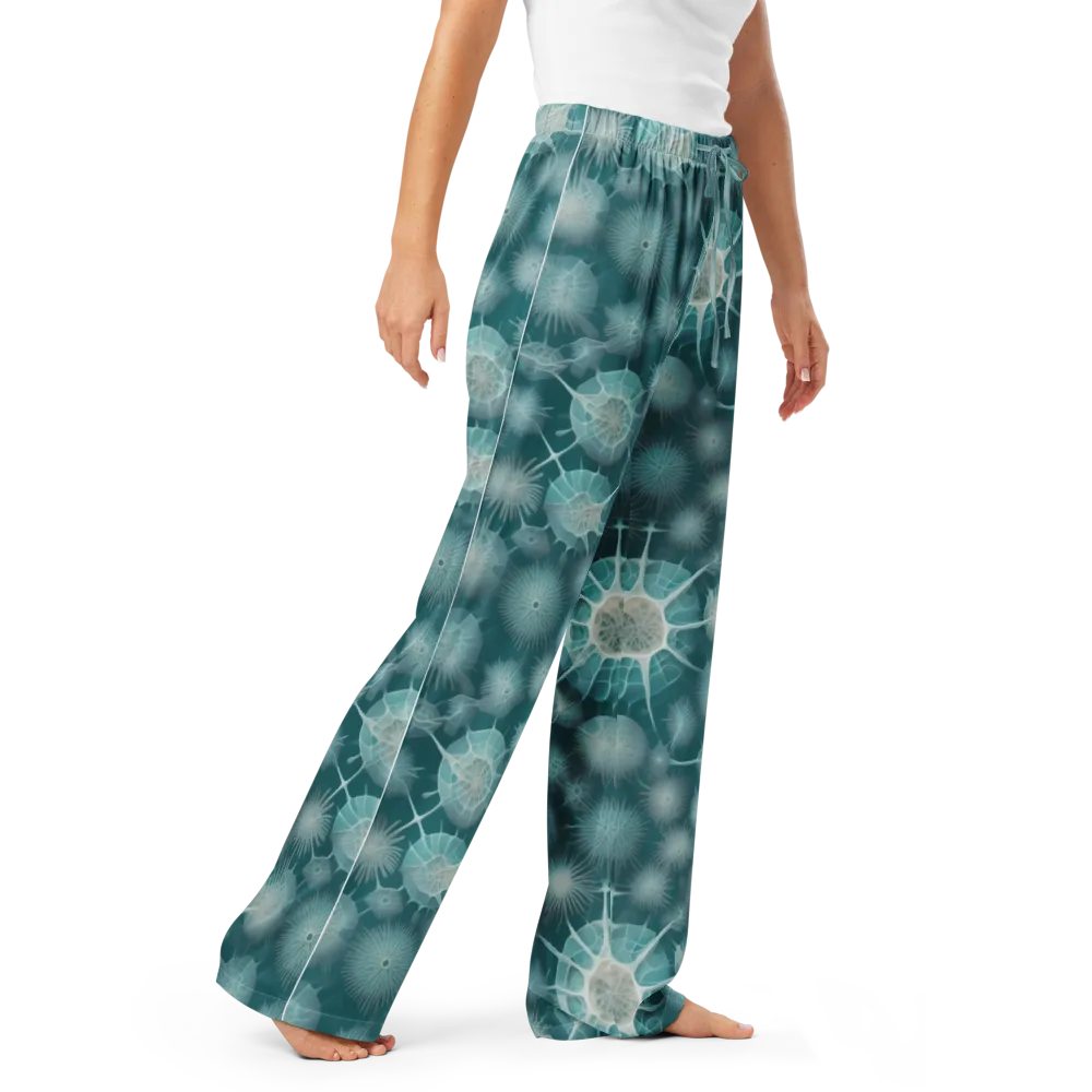 Aqua Radiolaria on Women's Pajama Pants — Right Front