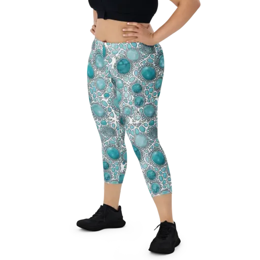 Turquoise Tessellation on a Capri Leggings