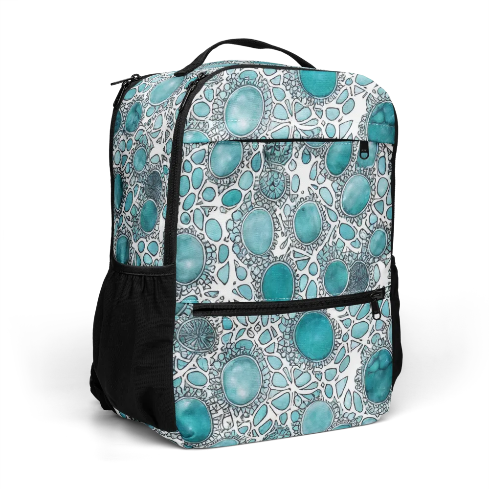 Turquoise Tessellation on Utility Backpack — Right Front