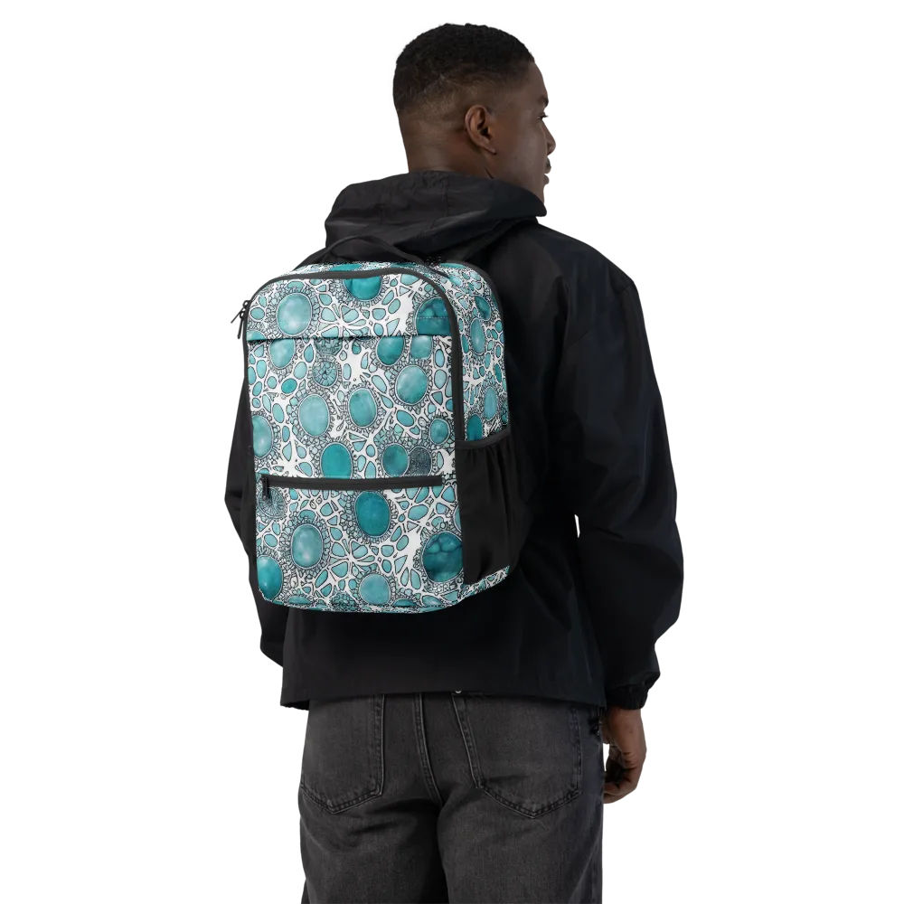 Turquoise Tessellation on Utility Backpack — Back