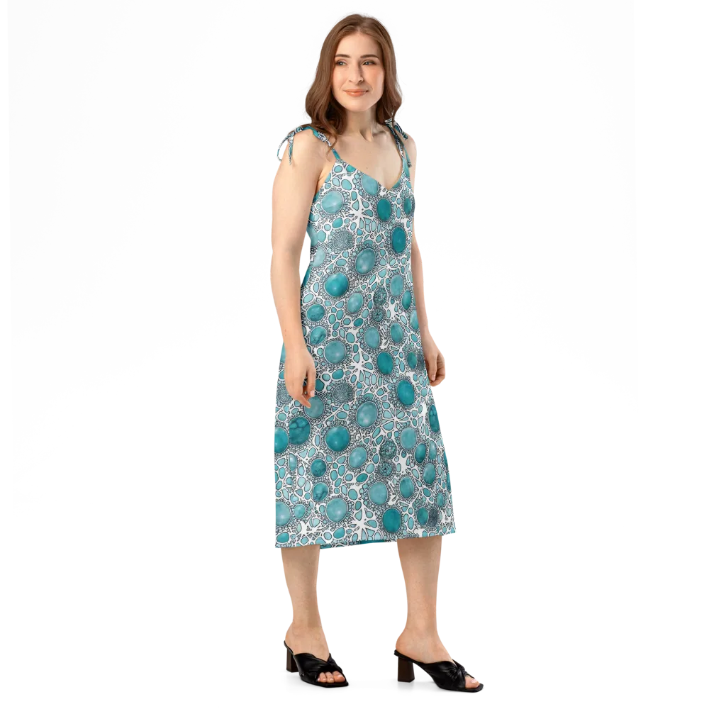 Turquoise Tessellation on Slip Dress — Right Front