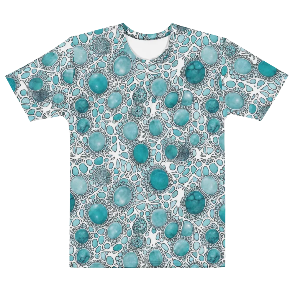 Turquoise Tessellation on Men's Cotton Crew Neck T-Shirt — Front