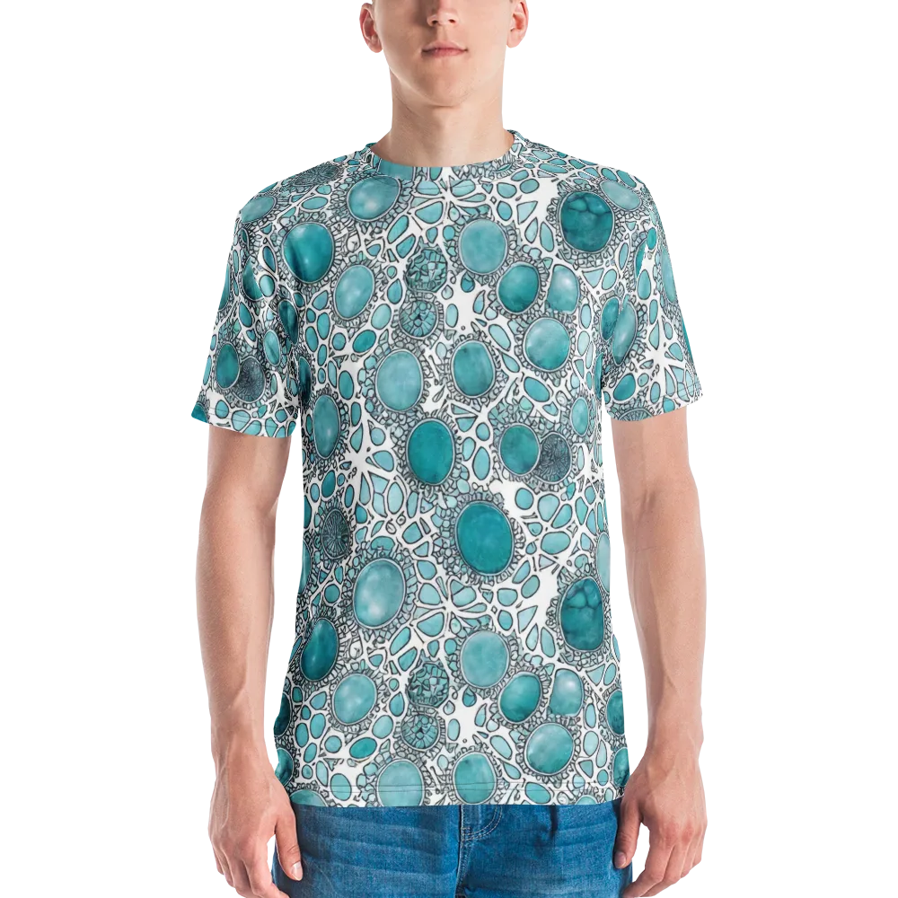 Turquoise Tessellation on Men's Crew Neck T-Shirt — Front