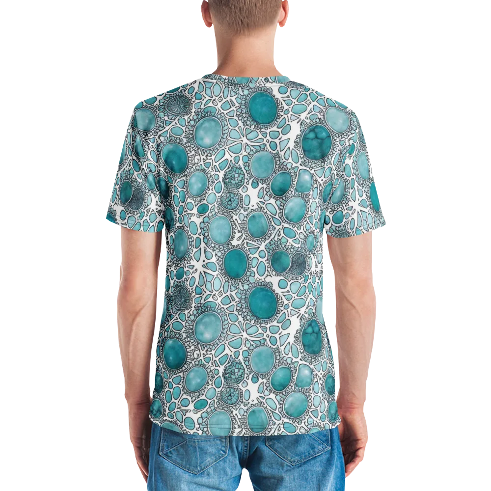 Turquoise Tessellation on Men's Crew Neck T-Shirt — Back