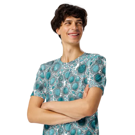 Turquoise Tessellation on a Men's Crew Neck T-Shirt
