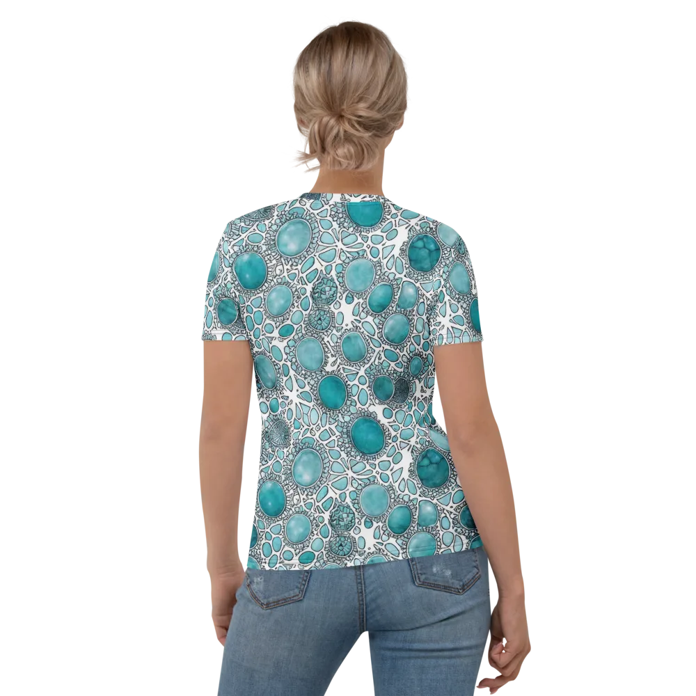 Turquoise Tessellation on Women's Crew Neck T-Shirt — Back