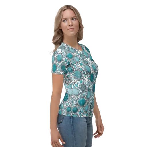 Turquoise Tessellation on a Women's Crew Neck T-Shirt