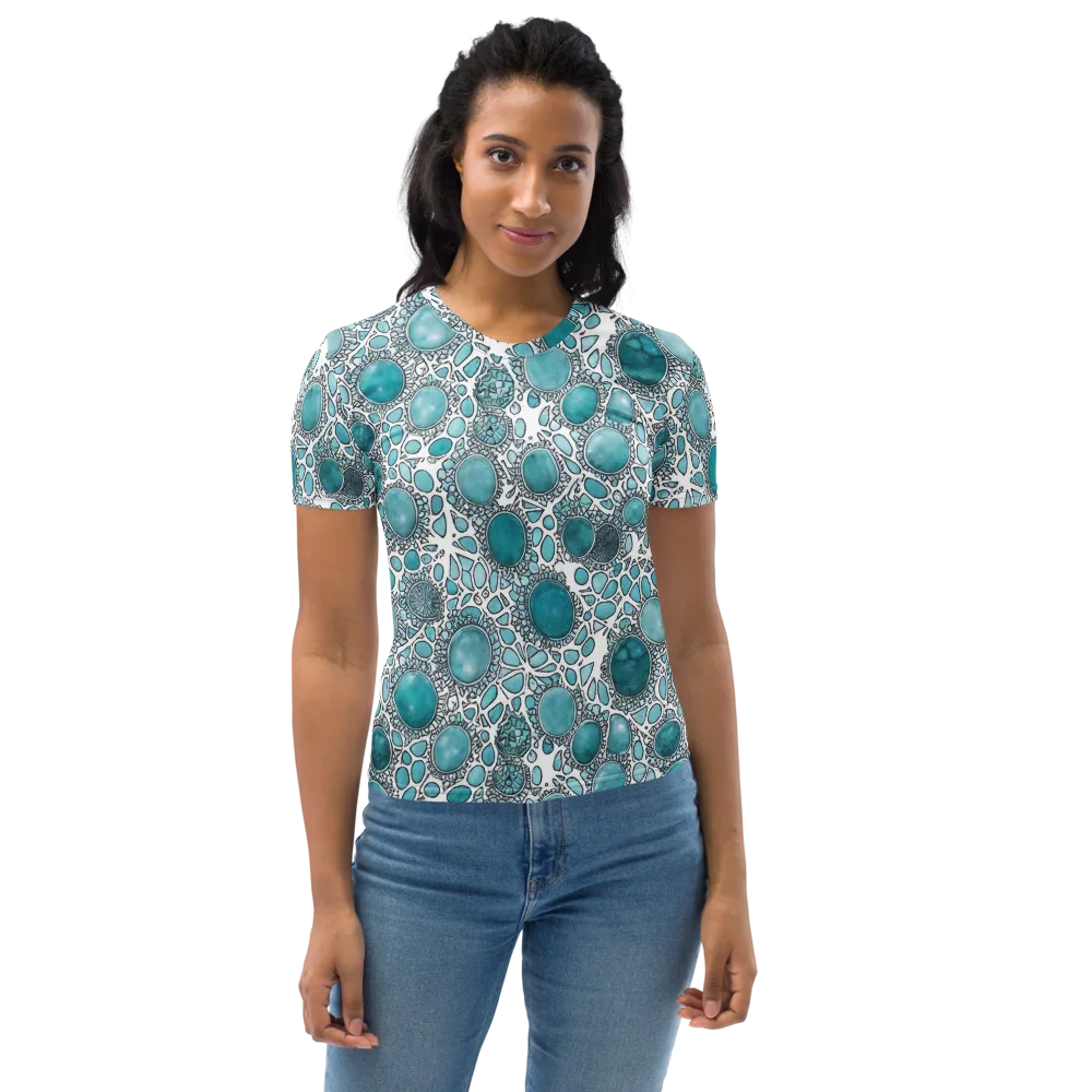 Turquoise Tessellation on Women's Crew Neck T-Shirt — Front
