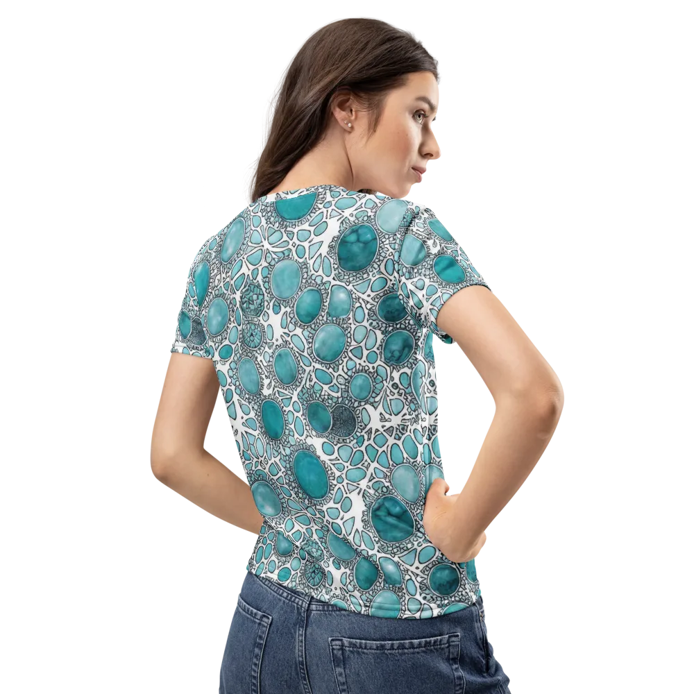 Turquoise Tessellation on Women's Crew Neck T-Shirt — Back