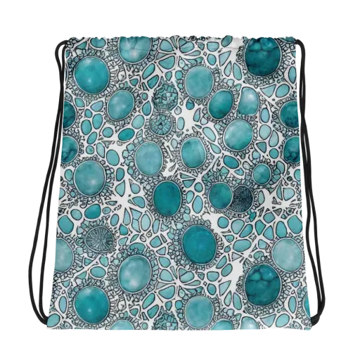 Turquoise Tessellation on a Drawstring Bag