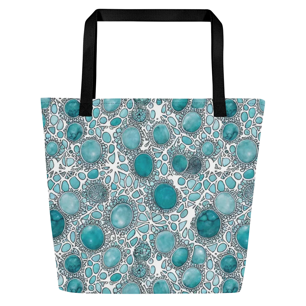 Turquoise Tessellation on Large Tote Bag W/ Pocket — Front