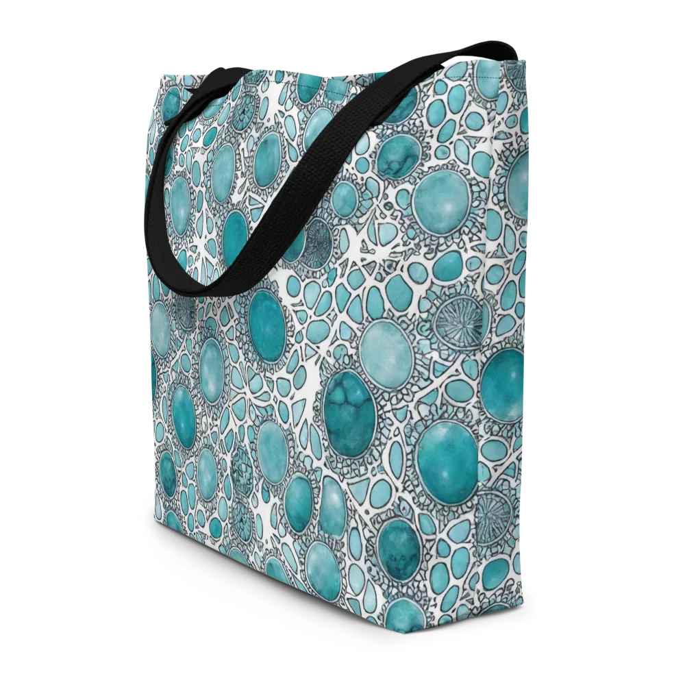 Turquoise Tessellation on Large Tote Bag W/ Pocket — Front