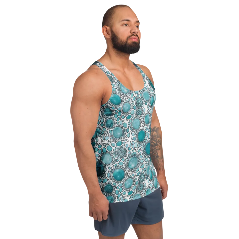 Turquoise Tessellation on Men's Tank Top — Right Front