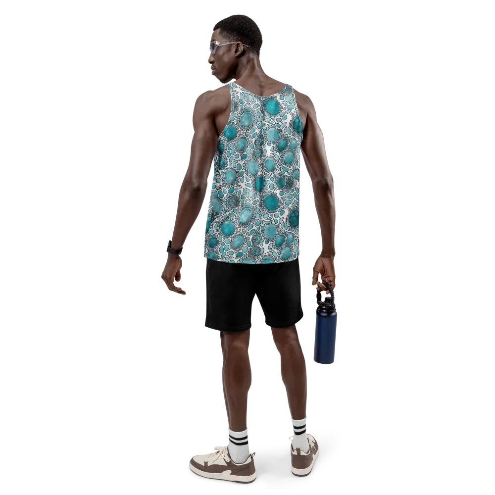 Turquoise Tessellation on Men's Tank Top — Back