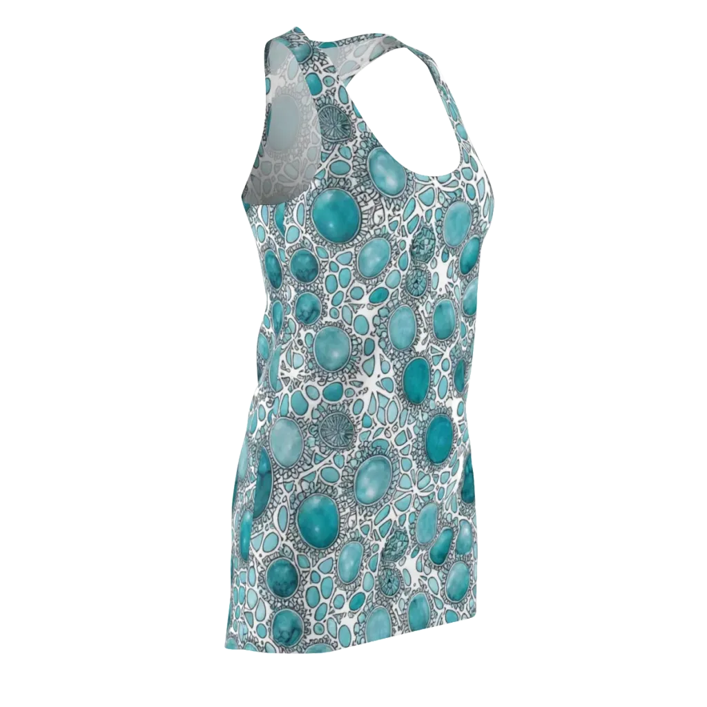 Turquoise Tessellation on Racerback Dress — Front Side