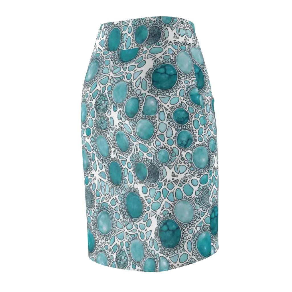 Turquoise Tessellation on Pencil Skirt — Back Side